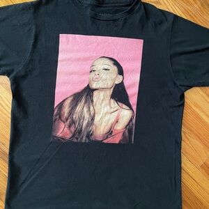 Black Graphic T-Shirt with Pink Portrait